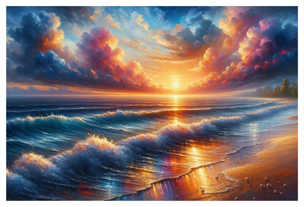 Tablou apus de soare peste mare