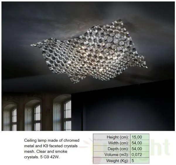 Plafonier modern cristal K9 dim.54x54cm Saten 160674