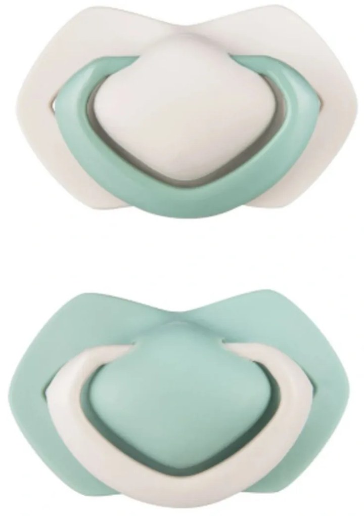 Canpol Babies Set 2 buc simetric suzete din silicon, 18m+, PUR CULOARE verde / gri