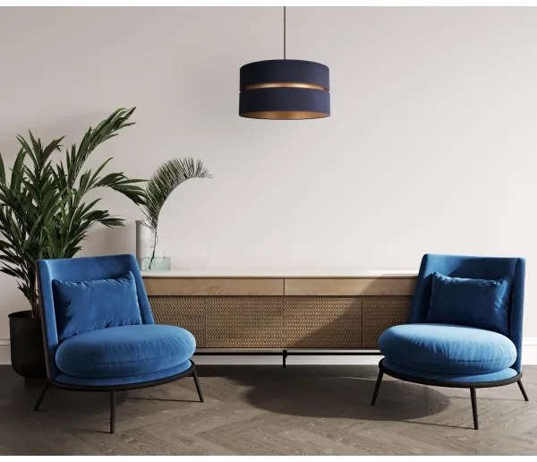 Lustră pe cablu Duolla DUO 1xE27/15W/230V d. 40 cm albastru/auriu