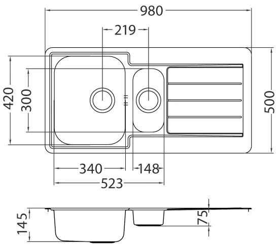 Chiuvetă de bucătărie ALVEUS 1082440 LINE 98x50 cm crom