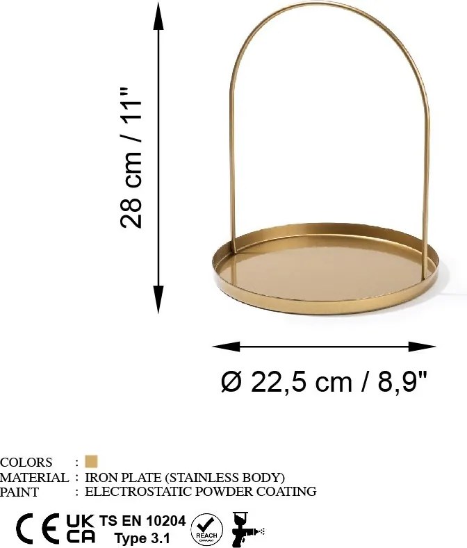 Suport bijuterii GED-005 Auriu 22.5x28 cm