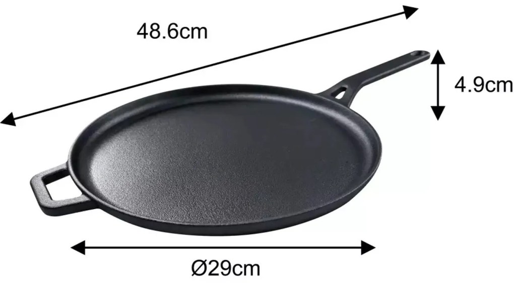 Tigaie din fonta pura pentru clatite, 29 cm Kinghoff KH1895