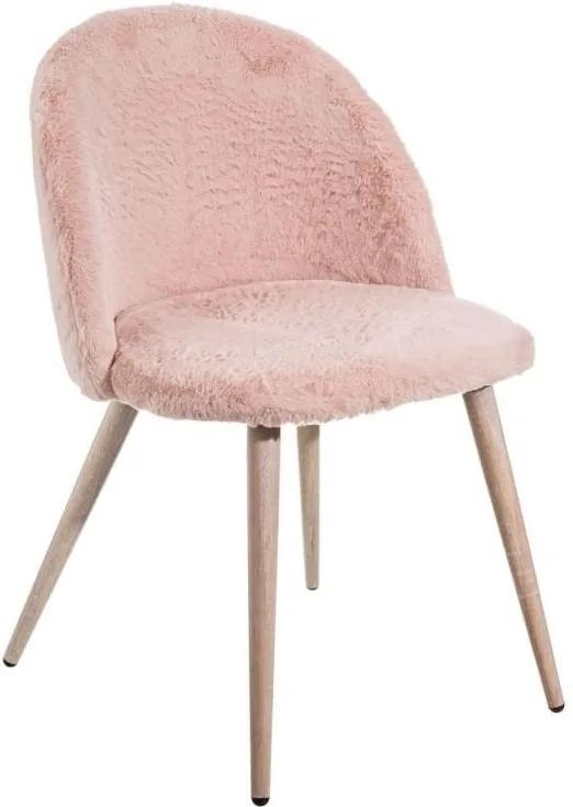 Scaun roz cu picioare metalice maro Fluffy Ixia