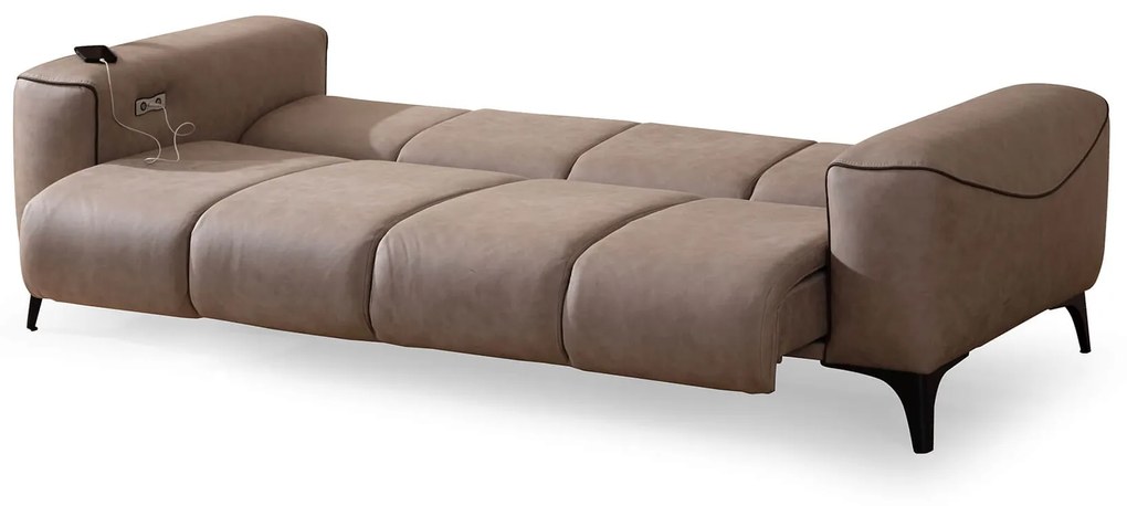 Set canapea extensibila, canapea fixa valentino - bej capuccino(beige capuccino) + fotoliu bej deschis cu forme romboidale pe tapiterie