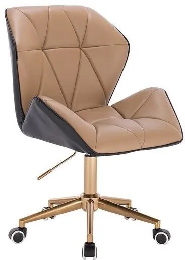 HR212K SCAUN NEGRU ȘI CARAMEL BAZĂ AURIE