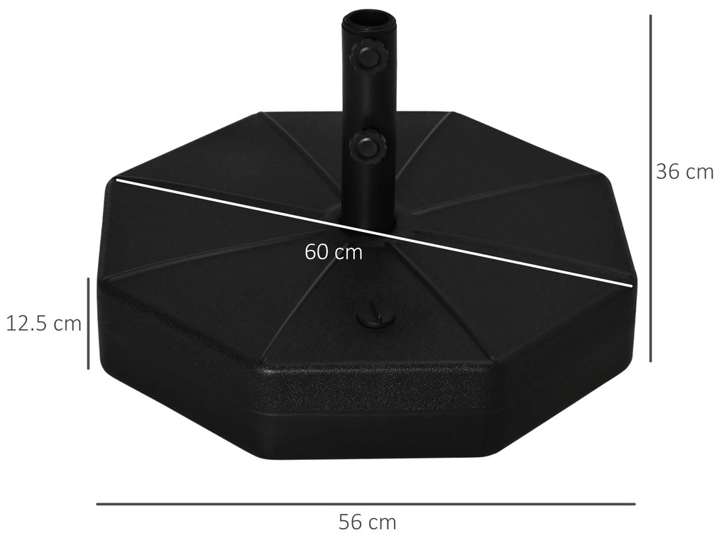 Outsunny Bază pentru Umbrelă din Plastic cu Stâlpi de Ø38/48 mm, Ø60x36 cm, Negru | Aosom Romania