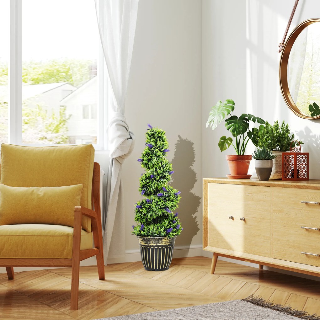 HOMCOM Set de Două Plante Artificiale Lavandă 90 cm | Aosom Romania
