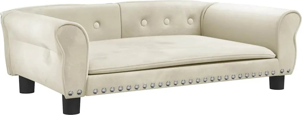 vidaXL Pat de câini, crem, 95x55x30 cm, catifea