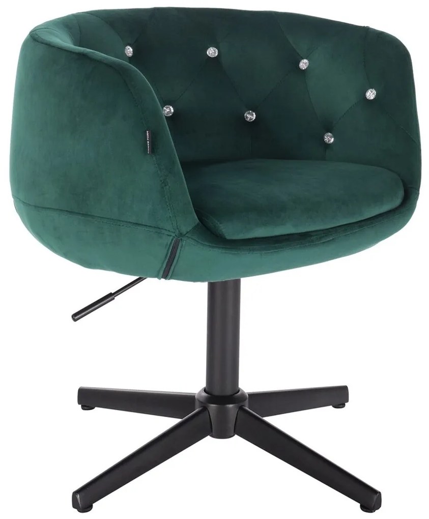 HR333CCROSS Scaun Catifea Verde cu Bază Neagră