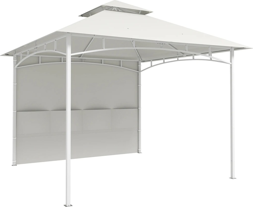 Outsunny Foișor de Grădină 3x3 m cu Corturi, Buzunare pentru Depozitare și Cârlig la Tavan, Foișor din Metal cu Acoperiș Dublu, Orificii de Drenaj, UV30+, Crem | Aosom Romania