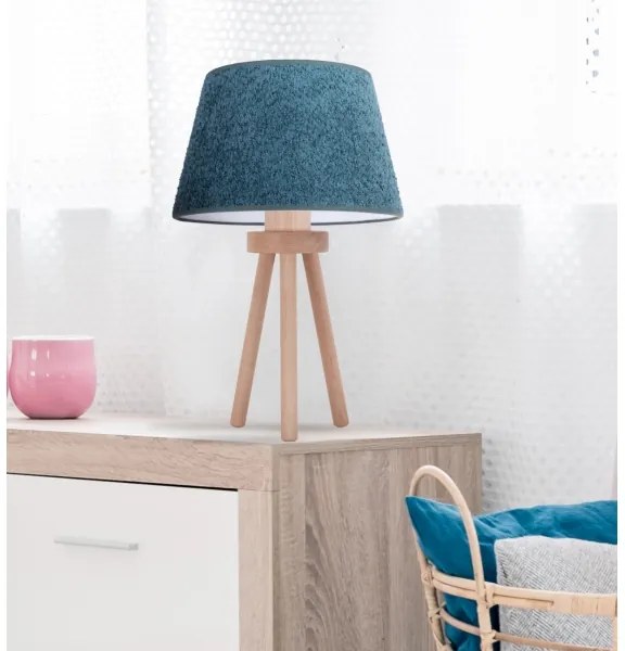Lampă de masă Duolla BOUCLE 1xE27/15W/230V d. 28 cm turcoaz/lemn