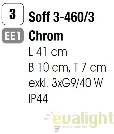 Aplica de perete pentru baie IP44 Tea Soff 3-460/3 chrom OR