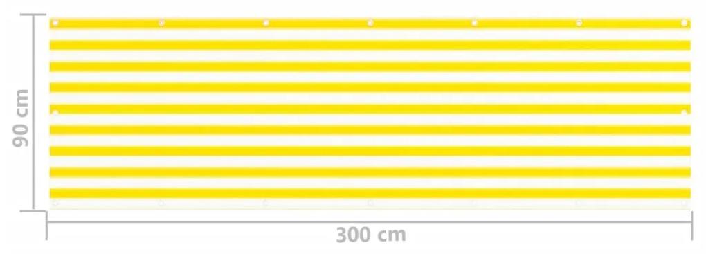 Paravan de balcon, galben si alb, 90x300 cm, HDPE Galben si alb, 90 x 300 cm