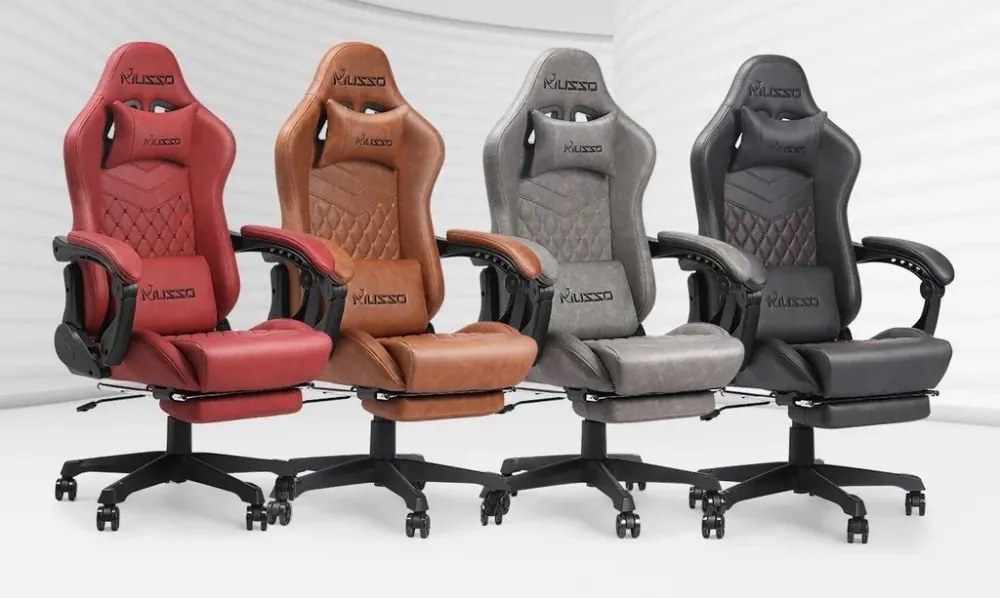 Scaun gaming ergonomic MUSSO 280FG Seria Shark, suport lombar, tetieră, suport pentru picioare, pivotant, mărimea XL, piele PU, Gri