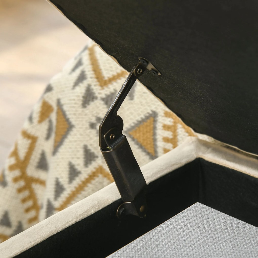 HOMCOM Bancă de Depozitare, design decorativ cu butoni, aspect de flanelă, piciorușe aurite, 110 x 47 x 46,5 cm | Aosom Romania