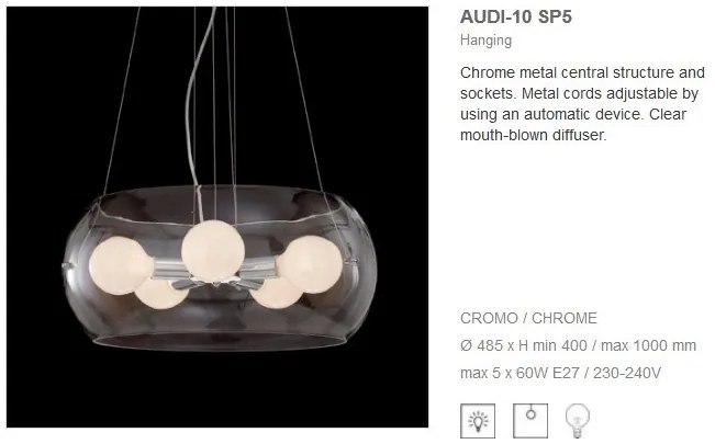 Pendul modern diametru 48,5cm AUDI-10 SP5 TRASPARENTE 016863