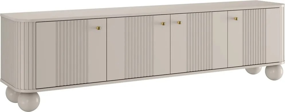Dulap TV Vesper 4D 187 cm - cașmir / mânere aurii / picioare rotunde