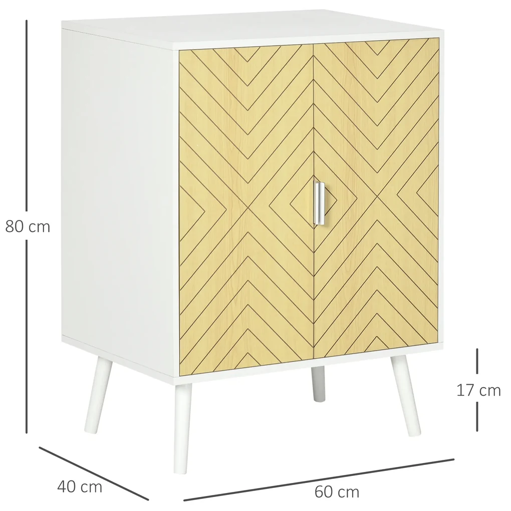 Bufet Modern HOMCOM pentru Sufragerie, Dulap Multifuncțional din Lemn cu 2 Uși și Etajeră Reglabilă, Design Elegant, 60x40x80cm | Aosom Romania