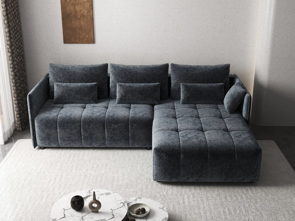 Colțar extensibil dumonde cu ladă de depozitare si sezut confortabil din spuma high-density, Malta Euphoria Grafit II 235x185 cm