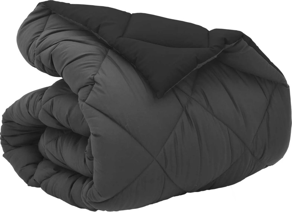 vidaXL Duvet de iarnă Negru și antracit 140 x 200 cm Microfibră