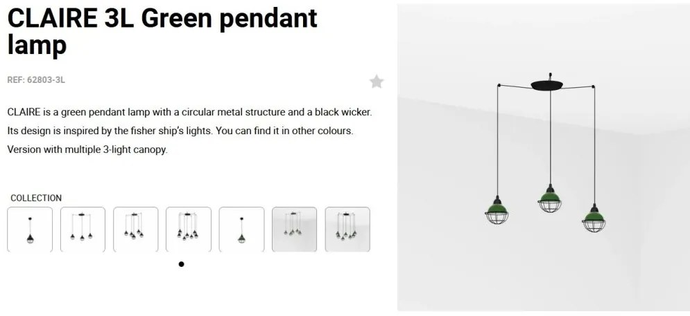 Lustra cu 3 Pendule design industrial Claire verde