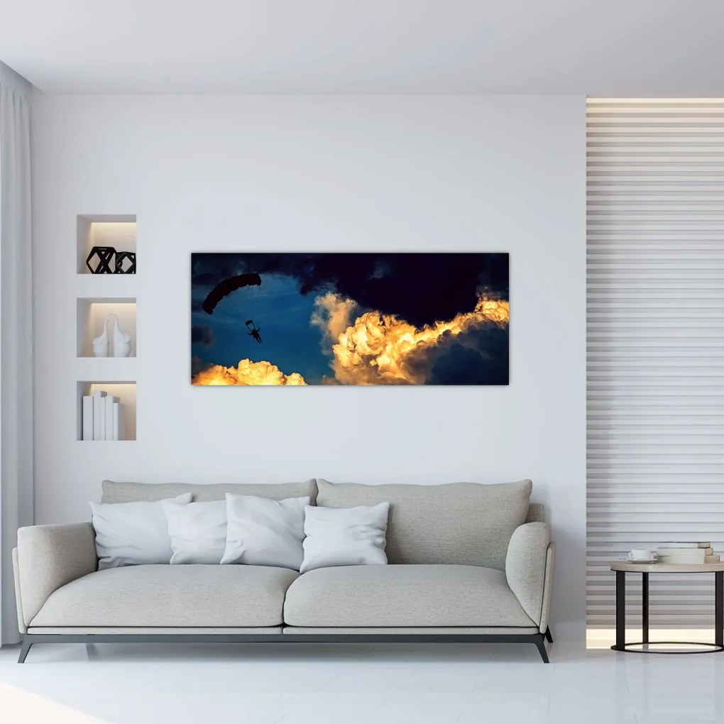 Tablou cu parașutiști în ceruri (120x50 cm)