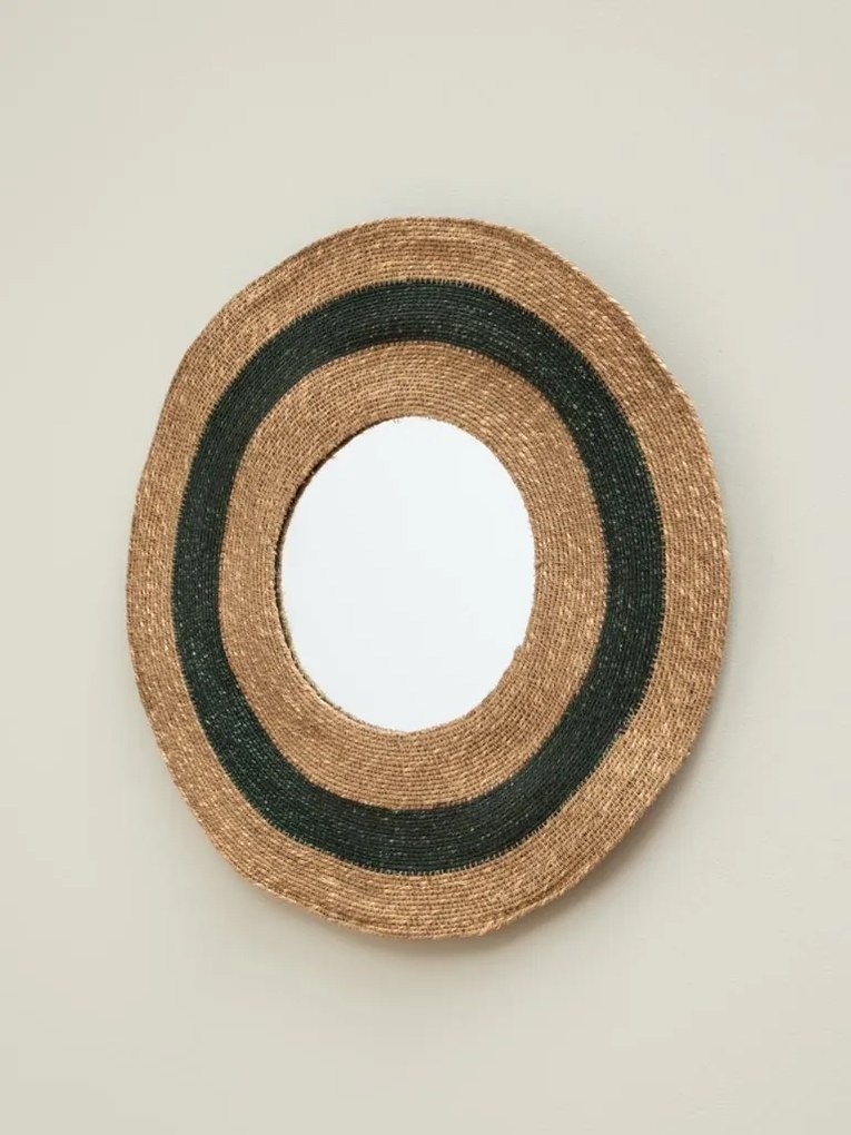 Oglinda de perete din iuta naturala D60cm Reed