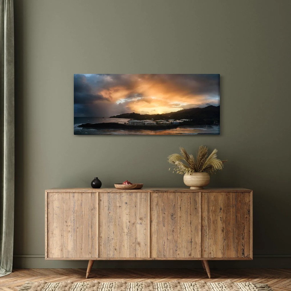 Tablou - plaja cu cerul întunecat (120x50 cm)