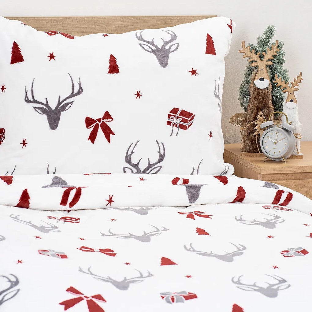 Lenjerie de pat din microflanel 4Home Stag & Bows, 140 x 200 cm, 70 x 90 cm