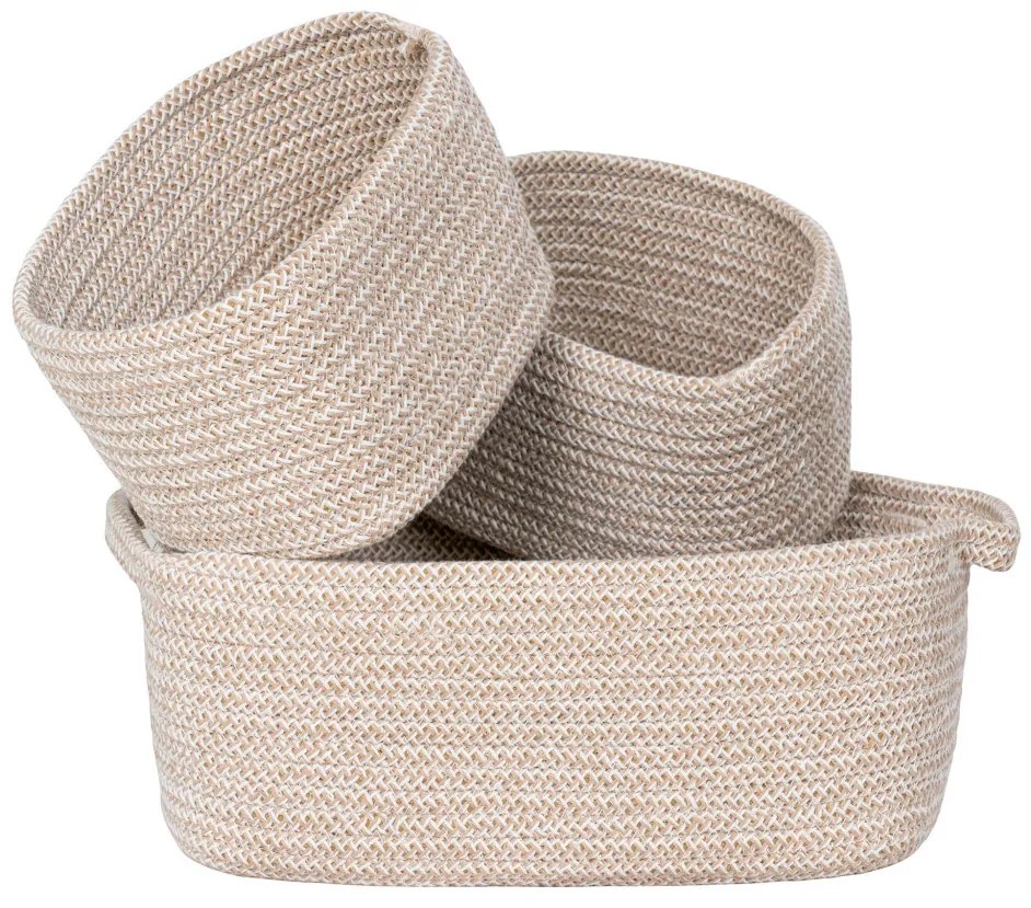 Coșuri Teixo, bumbac, bej, 3 bucăți