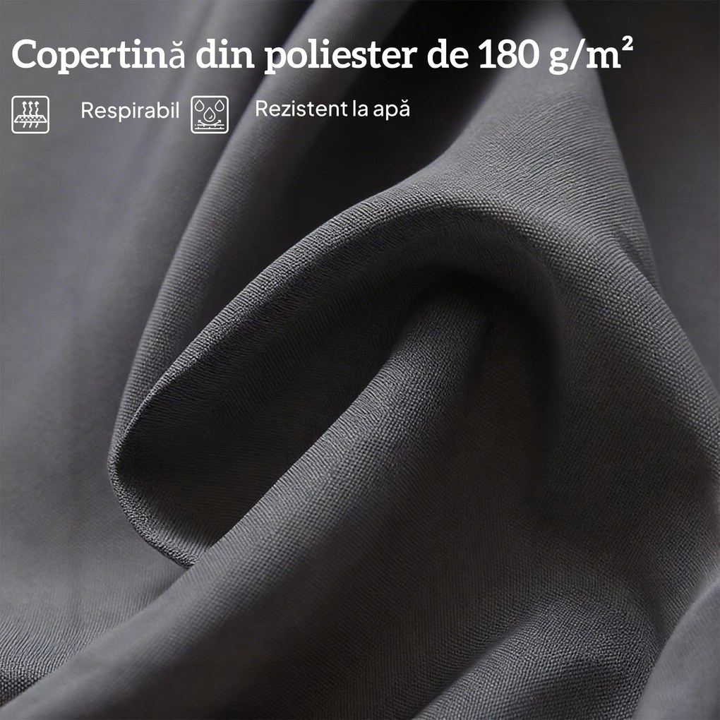 Outsunny Umbrelă Dublă pentru Grădină 455x265x238 cm, Parasolar Mare cu Manivelă Manuală, Rezistentă la Apă, Protecție Solară Gri | Aosom Romania