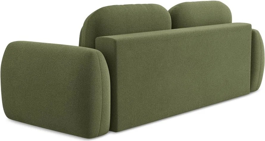 Canapea verde extensibilă/cu spațiu de depozitare cu tapițerie din țesătură bouclé 266 cm Pele – Makamii