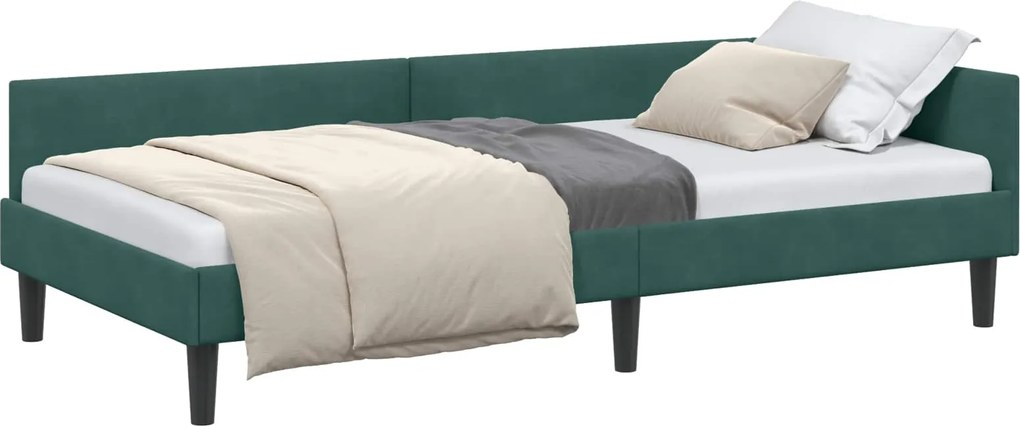 vidaXL Cadru de pat colțar Verde închis 80 cm x 200 cm Catifea