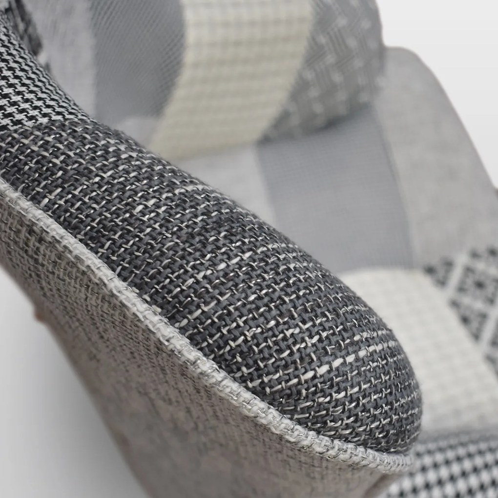 Fotoliu Patchwork ,structura metalica ,tesatura multicolora - ALBASTRU DESCHIS