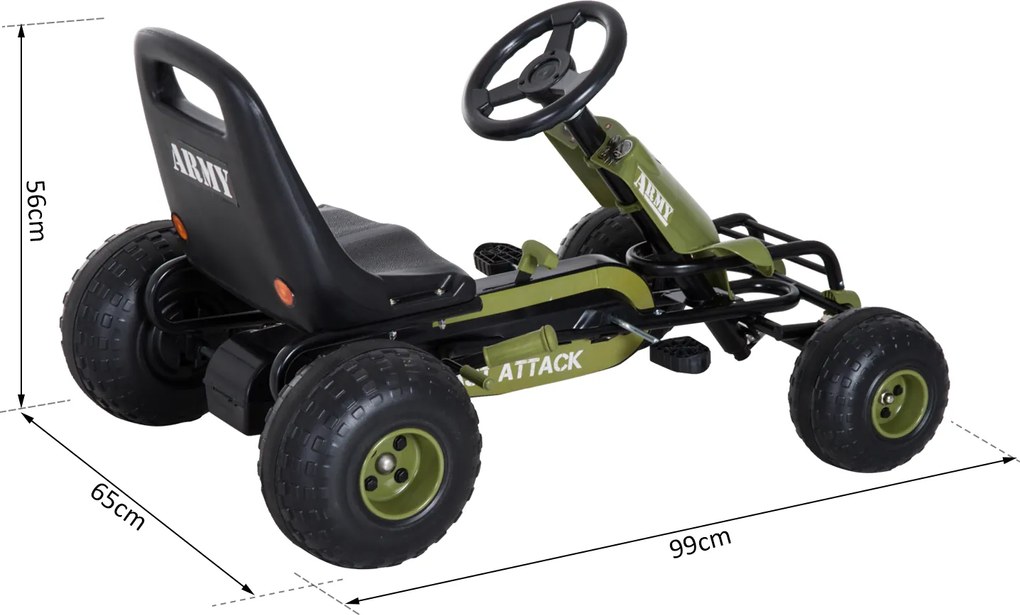 Homcom Go-Kart per Bambini a Pedali, Verde e Nero