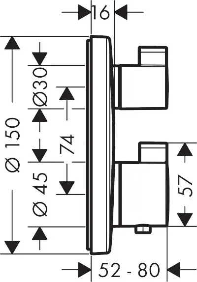 Baterie cada/dus cu termostat, Hansgrohe Ecostat S, montaj incastrat, crom, 15758000