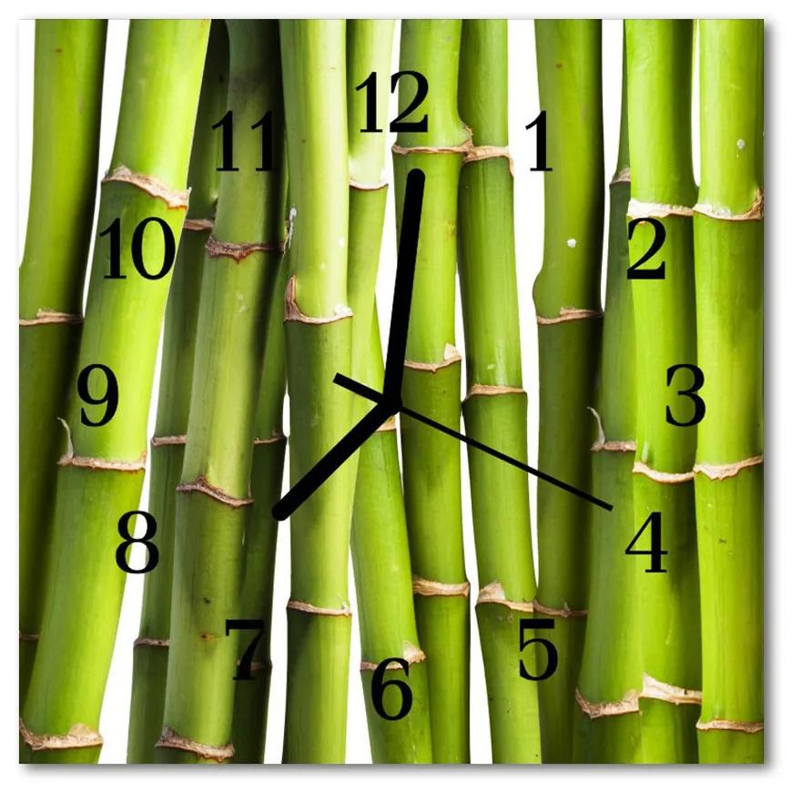 Ceas de perete din sticla pătrat Bambus Bamboo Green