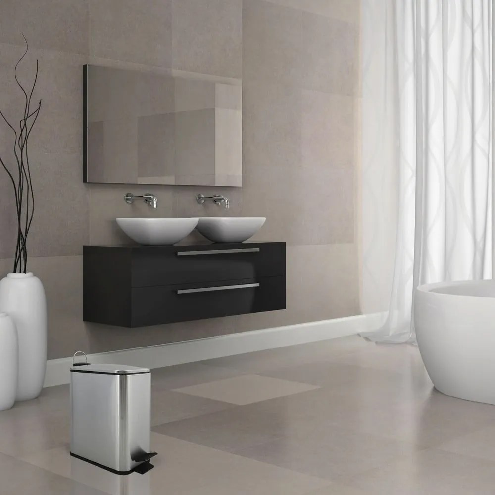 Coș de gunoi argintiu mat cu pedală din oțel 5 l Erik – Spirella