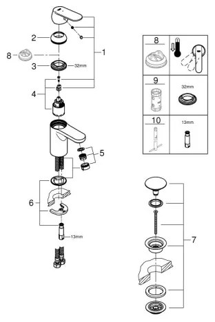 GROHE 23586LS0 - Baterie pentru lavoar GET, dimensiune S, albă