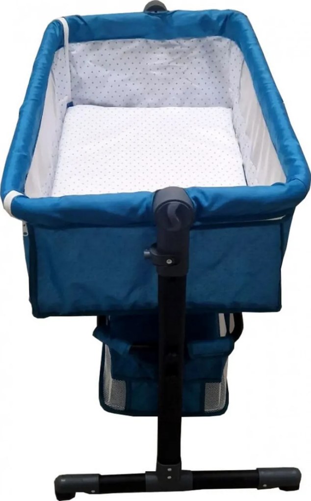 Patut copii transformabil in balansoar bebe Baby Care™ Co-Sleeper, Cu plasa insecte si cosulet depozitare, Design modern, 4 roti cu frana, Dimensiuni