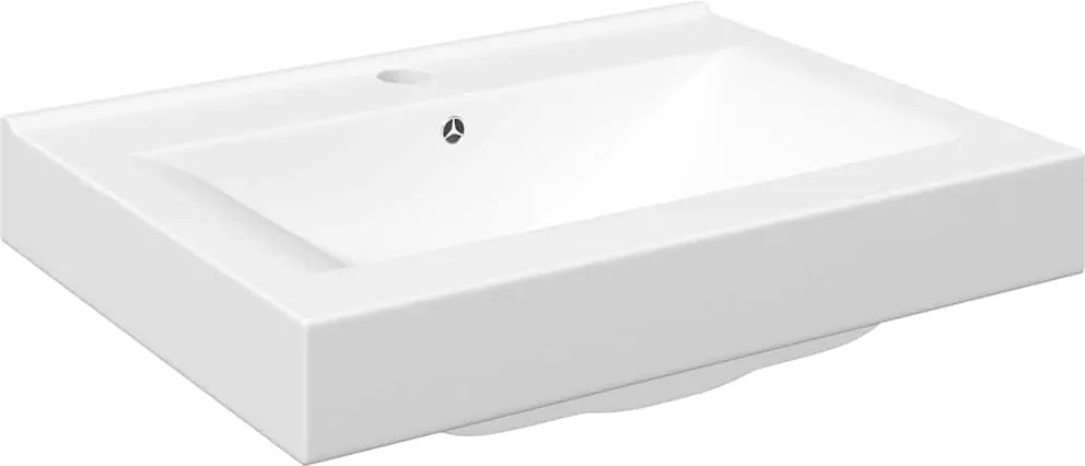 vidaXL Chiuvetă dreptunghiulară din ceramică cu preaplin și scurgere 60x46 cm