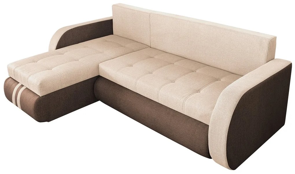 Coltar extensibil reversibil Siena Duo Maro/Bej 243x141x81 cm cu lada de depozitare