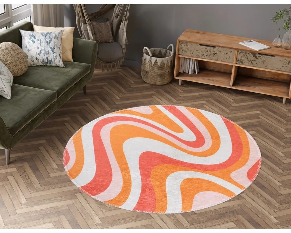 Covor portocaliu lavabil rotund ø 100 cm Colors of Joy – Vitaus