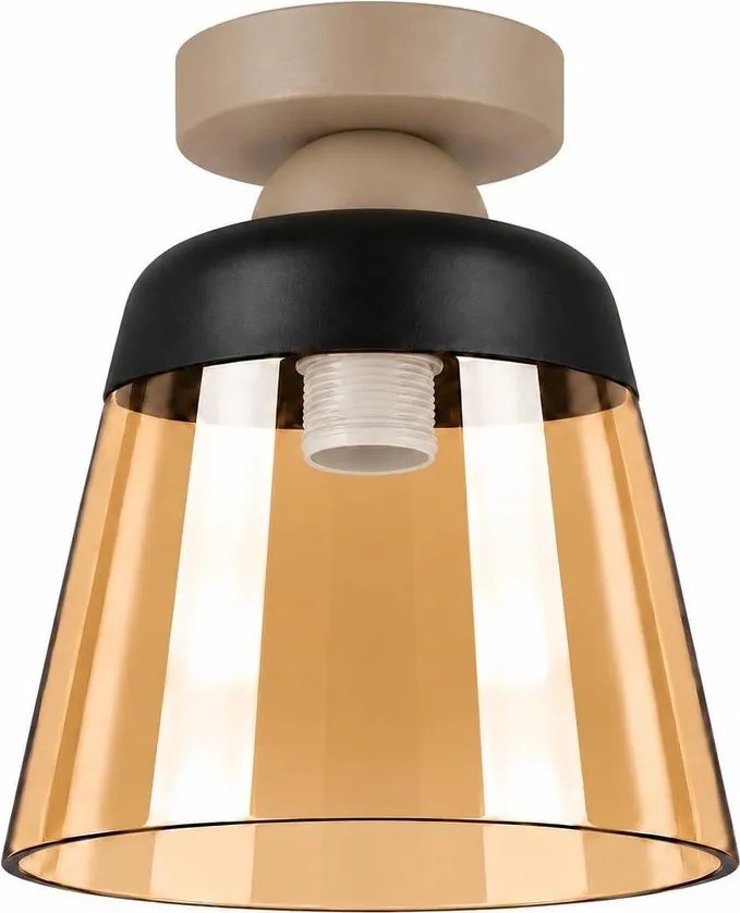BRILAGI-LED Plafonieră R GLASS 1xE27/60W/230V Ø15,5cm bej/bej fumuriu