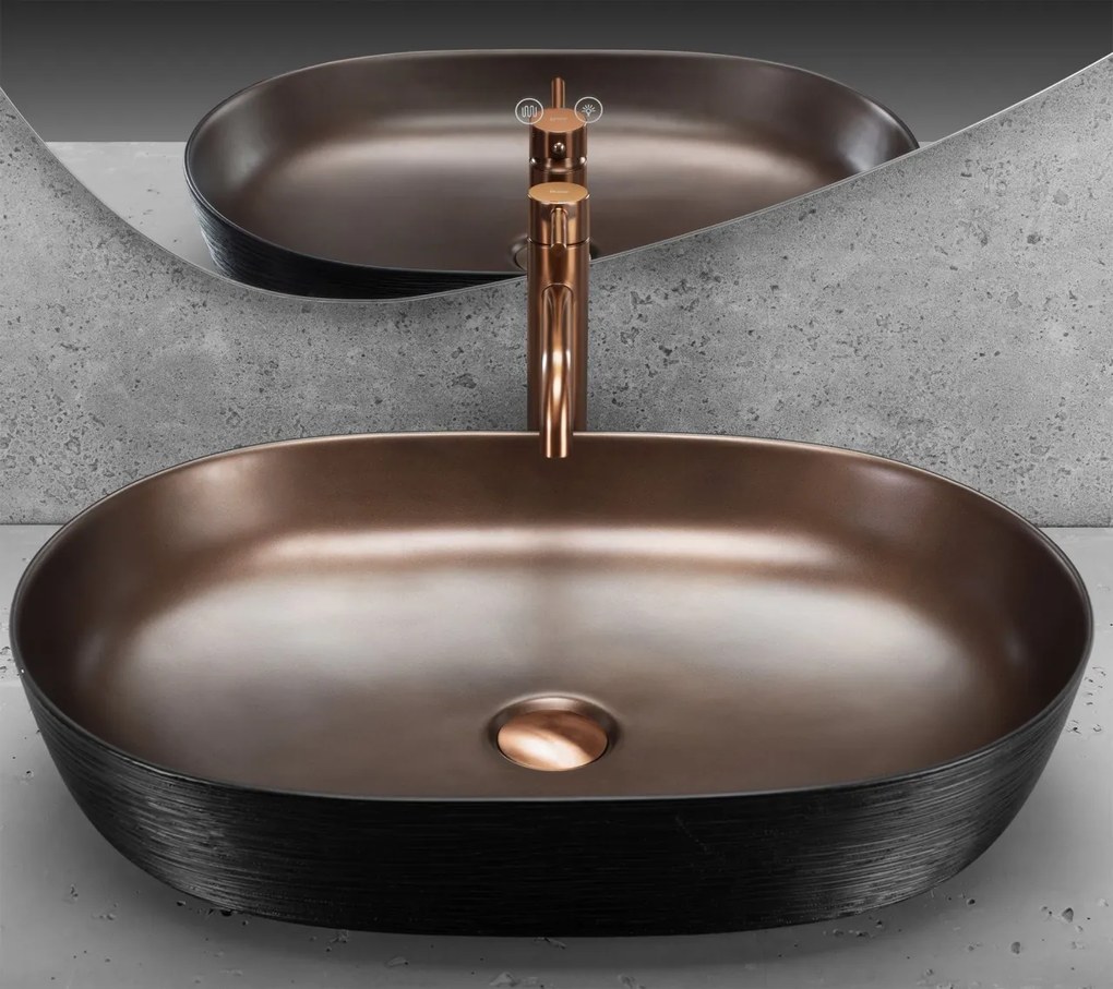 Lavoar Cleo cupru periat/negru L61 cm