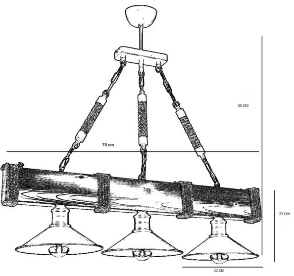 Lustră pe lanț KUTUK 3xE27/60W/230V