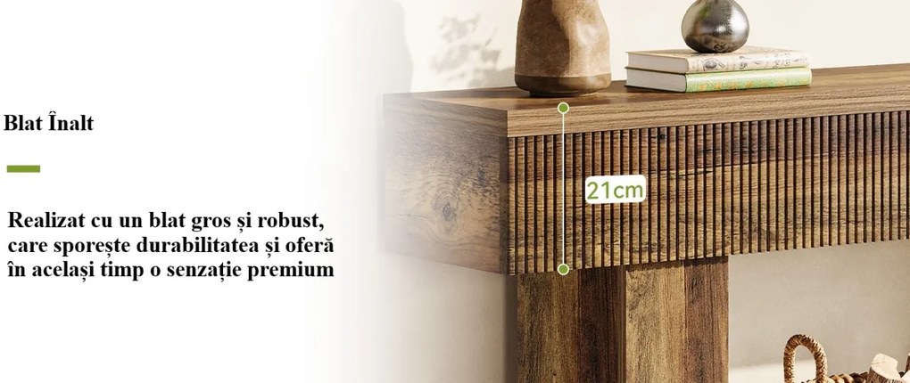 MAM30 - Masa Consola, 140 cm, masuta hol cu Front Riflat, living, dining, dormitor - Maro