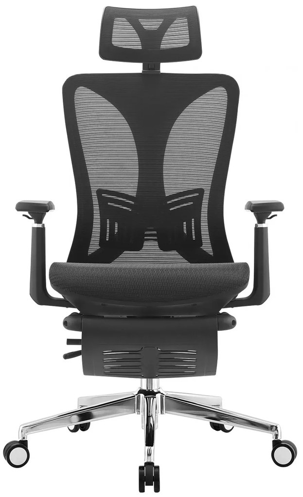Scaun ergonomic, Full Mesh, Sezut Translatie, cotiere 3D, suport picioare, Negru
