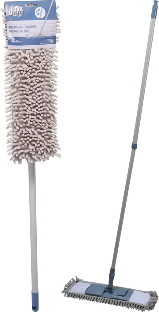 Mop din microfibră cu mâner telescopic, Ultra Clean, 44x14 cm
